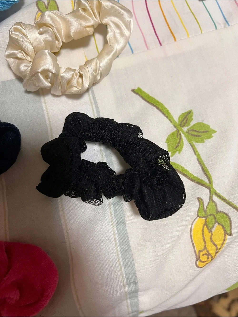 Velvet and Satin Hair Scrunchie Set - Mixed Colors